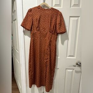 ASOS Polka Dot Midi Dress Brunt Orange